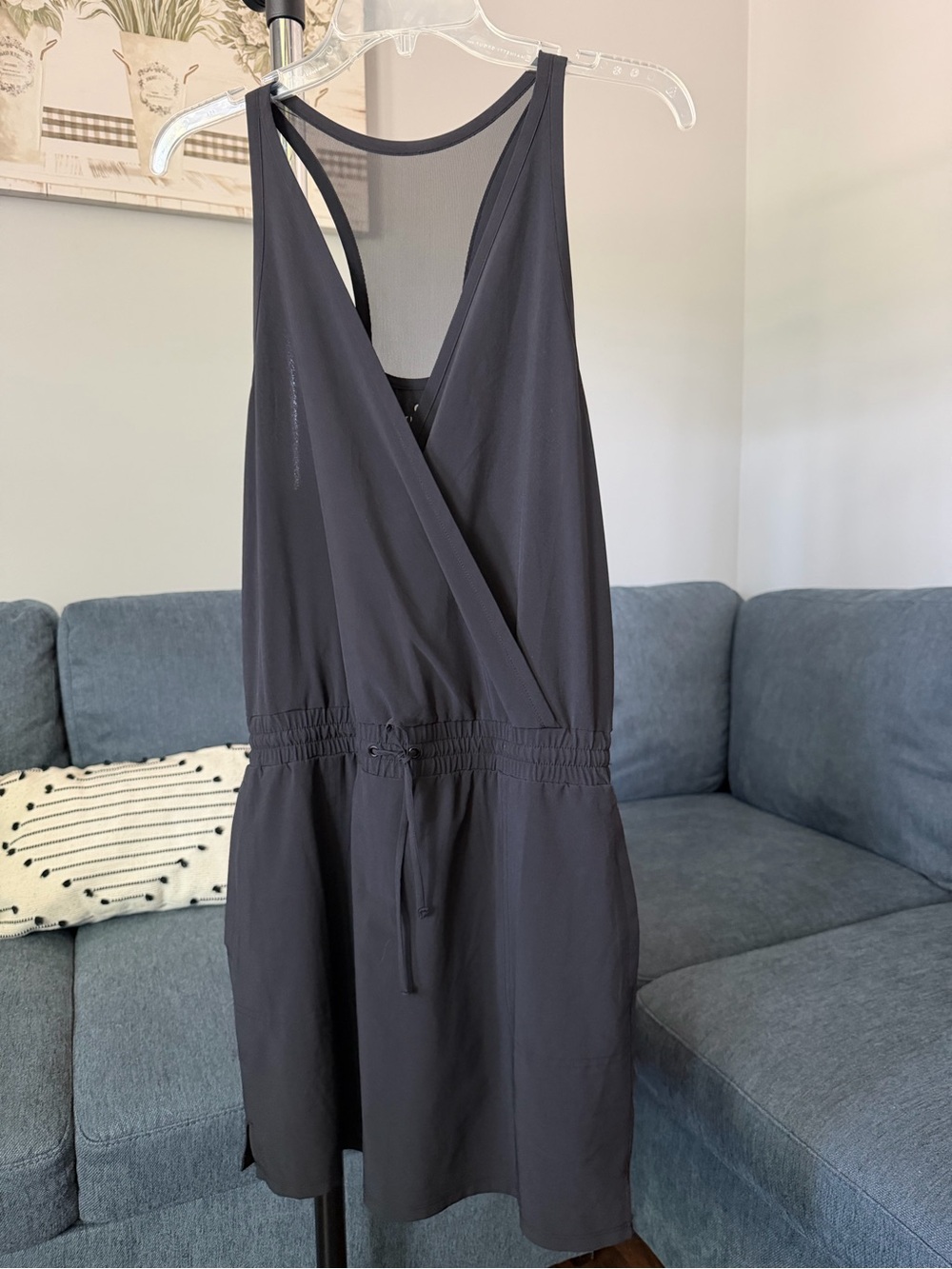 Athleta Black Sleeveless V-Neck Romper, skort romper
